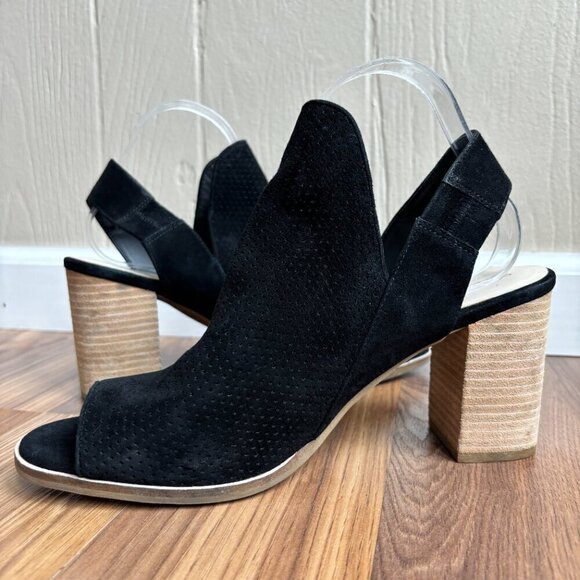 Cole Haan Grand Os Leather Perforated Callista Peep Toe Block Heel Sandals - Picture 4 of 12